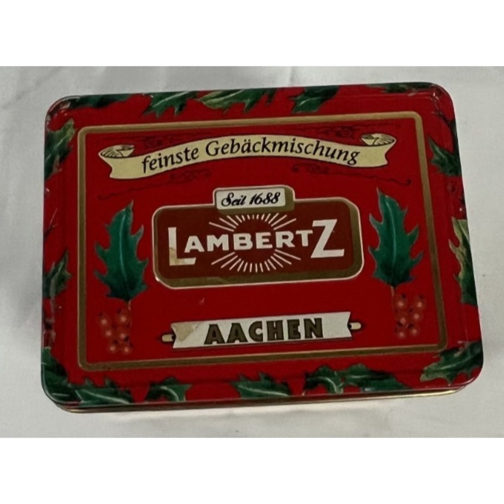 Lambertz‎ Music Box Christmas Tin Red Germany Cities Munchen Heidelberg Berlin